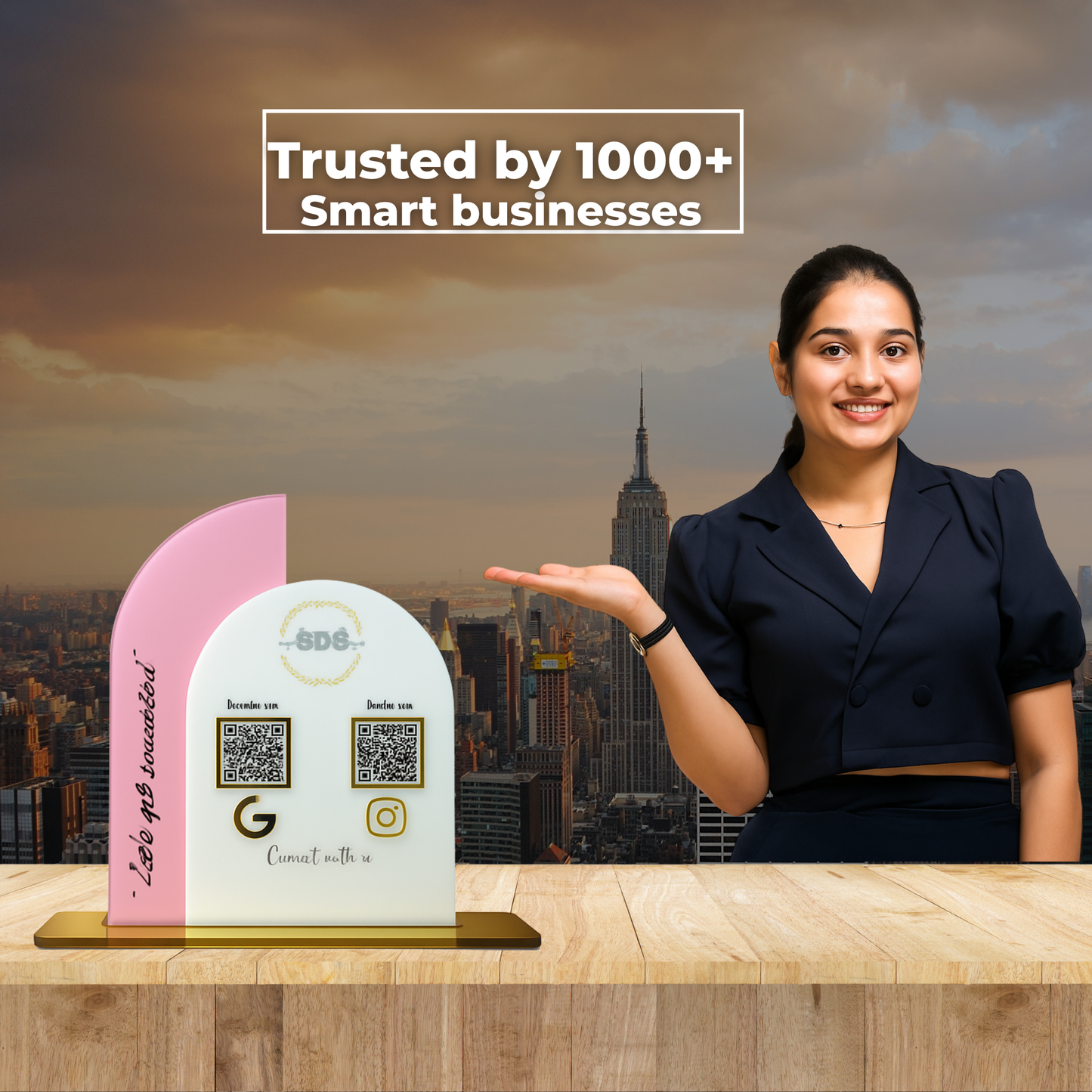 2 QR NFC Enabled Custom Shape Standee for Shops and Clothing Store and Boutiques