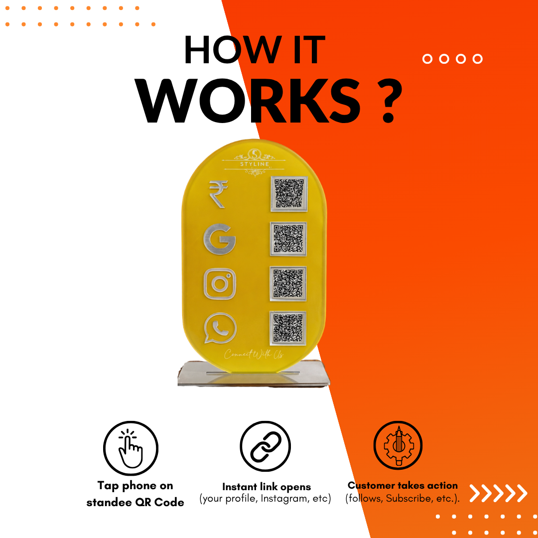 4 Qr NFC Enabled Round Shape Vertical Standee