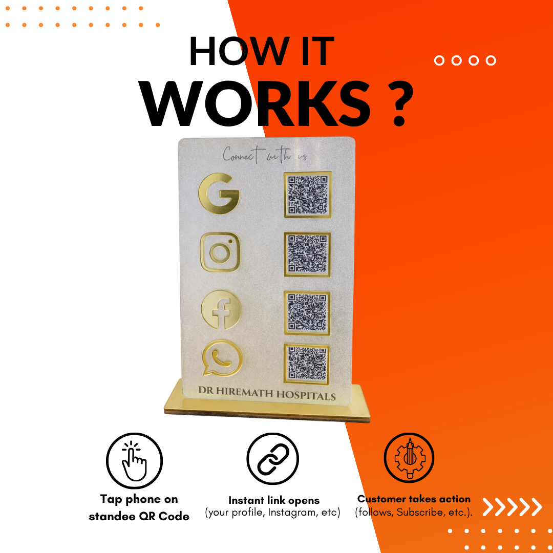 4 QR NFC Enabled Frosted Standee For Clinic and Hospital