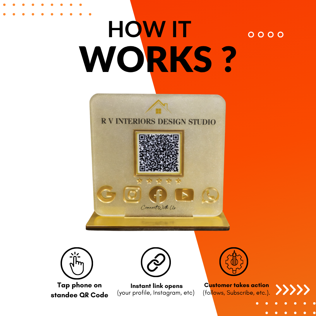1 QR NFC Enabled Speciality Business QR Standee for Counter - Google Review | Instagram | Facebook | Design Studio