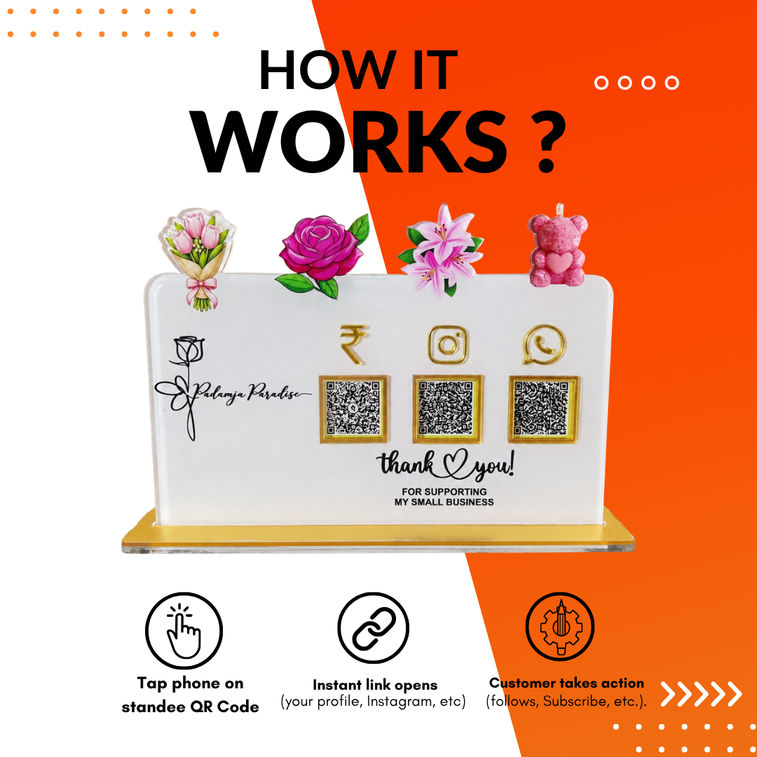 3 QR NFC Enabled Flower Cut Out Standee For Decorators