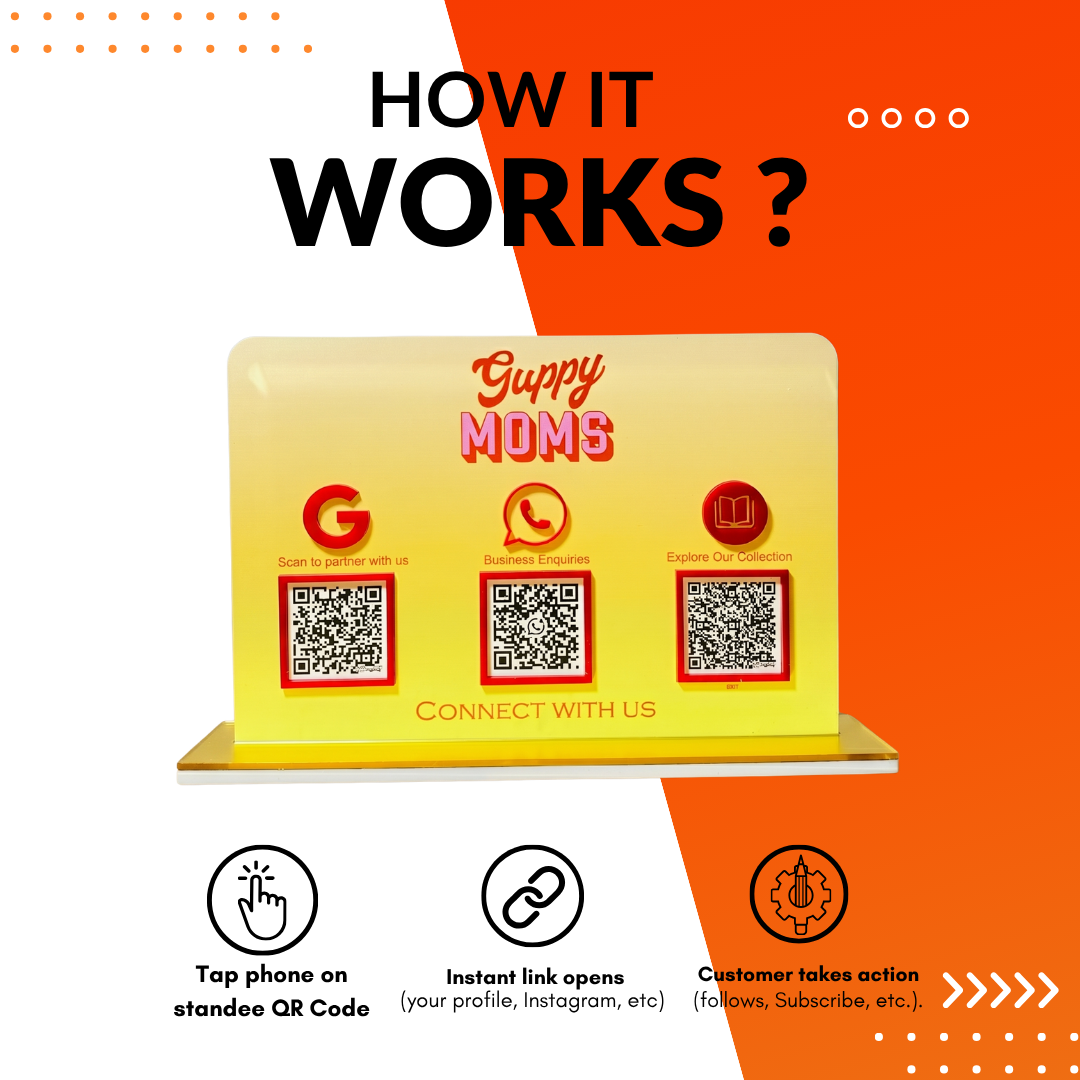 3 QR NFC Enabled Gradient Color Standee for Shops Cafes Clinics & Offices
