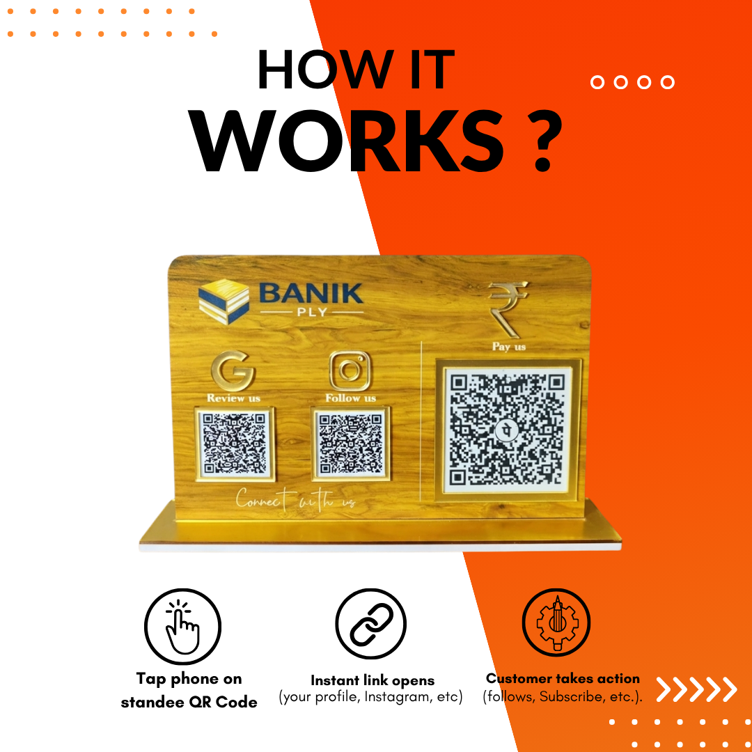 3QR NFC Enabled Horizontal Ply Interior Design NFC QR Display Wood Texture