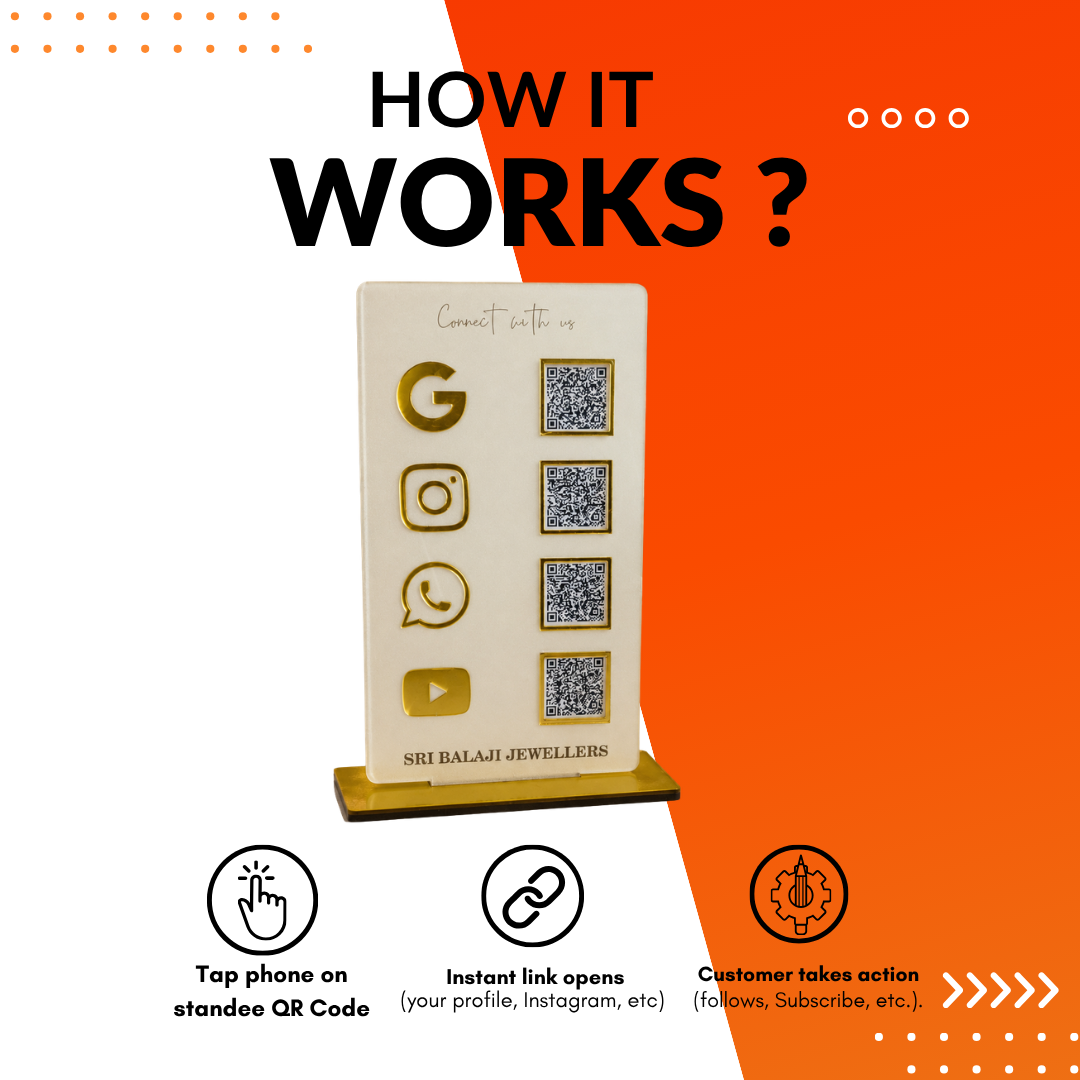 4 QR NFC Enabled Frosted Digital Standee for Jewellers Shope Clinics & Offices For Jewellers