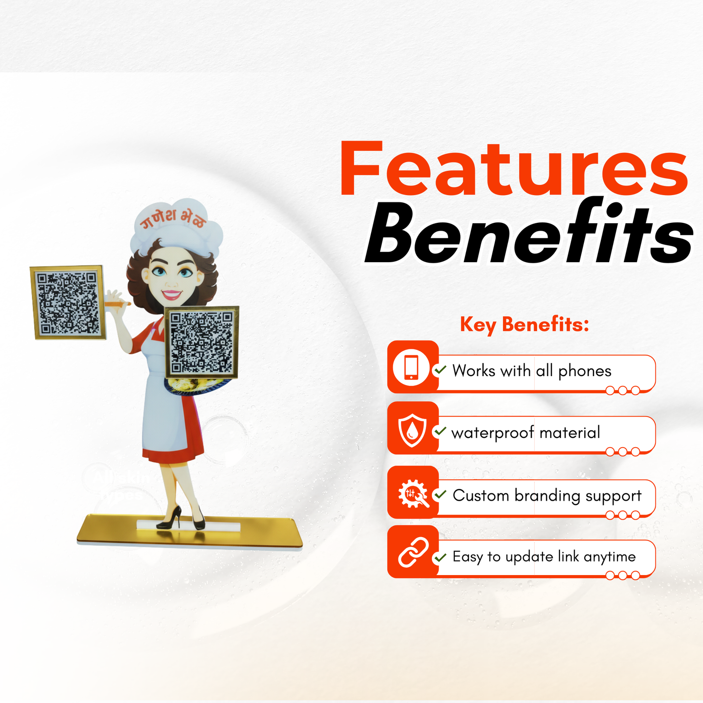 2 QR NFC Enabled Tooth Shape Standee for Clinic and Hospital