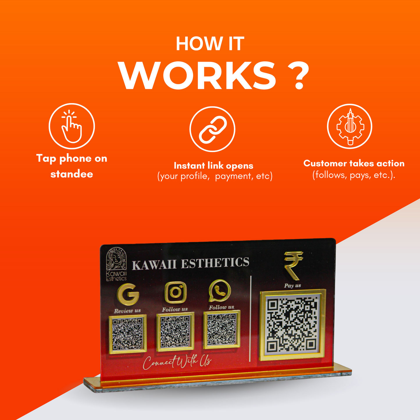 4 QR NFC Enabled Horizontal Digital Premium Standee for Dental Clinic | Salon & Spa