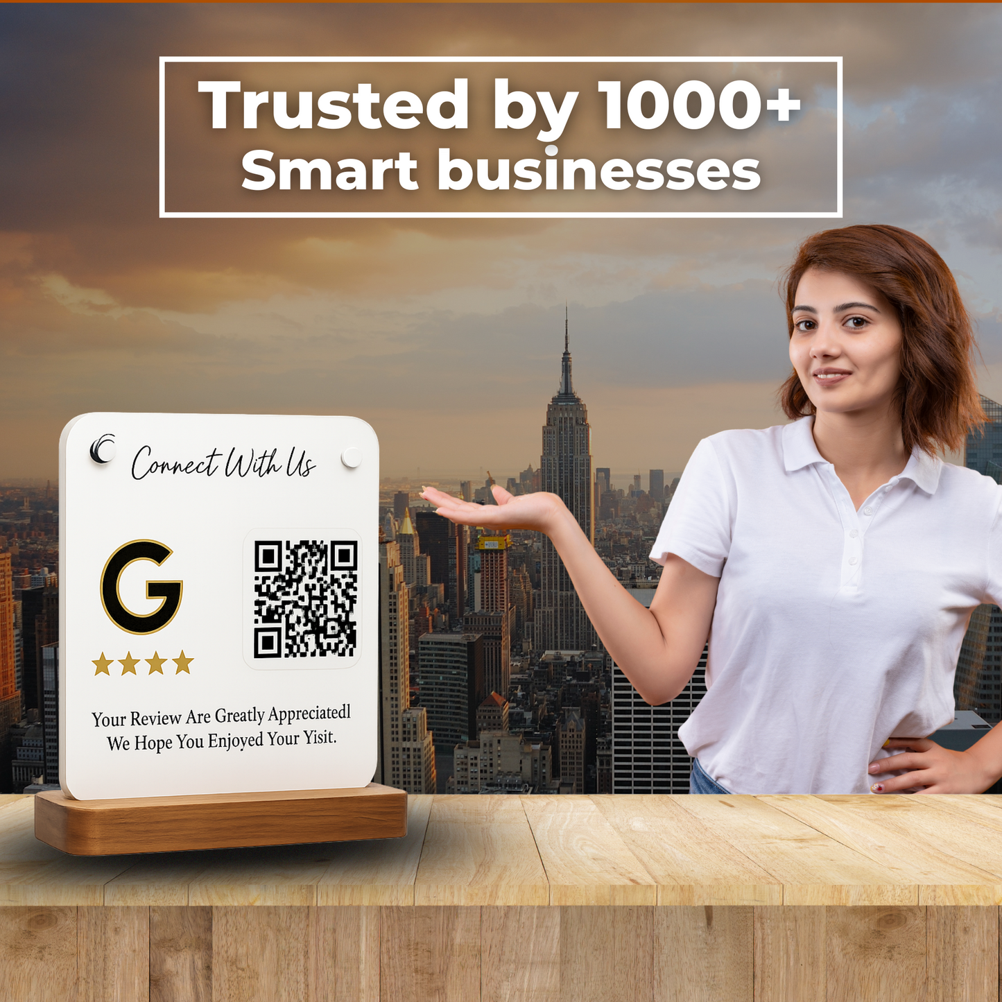 1 QR NFC Enabled Standee for Dental Clinic |White Colur Standee