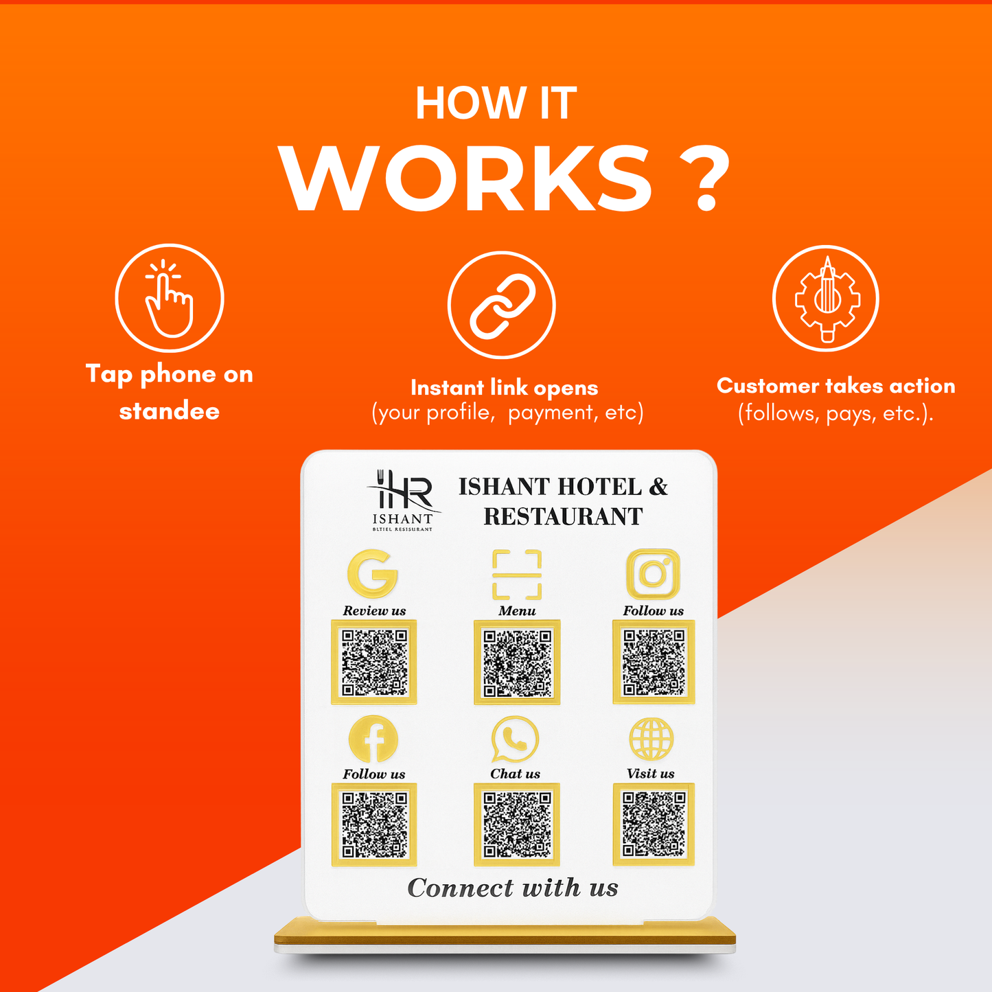 6QR NFC Enabled Premium Standee For Restaurant & Cafe