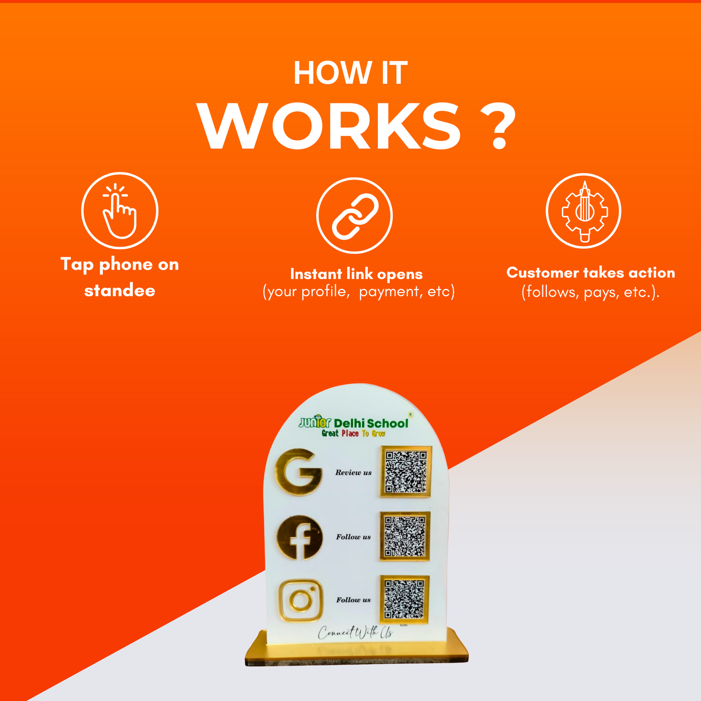 3 QR NFC Enabled Round White Standee for Shops Cafes Clinics & Offices