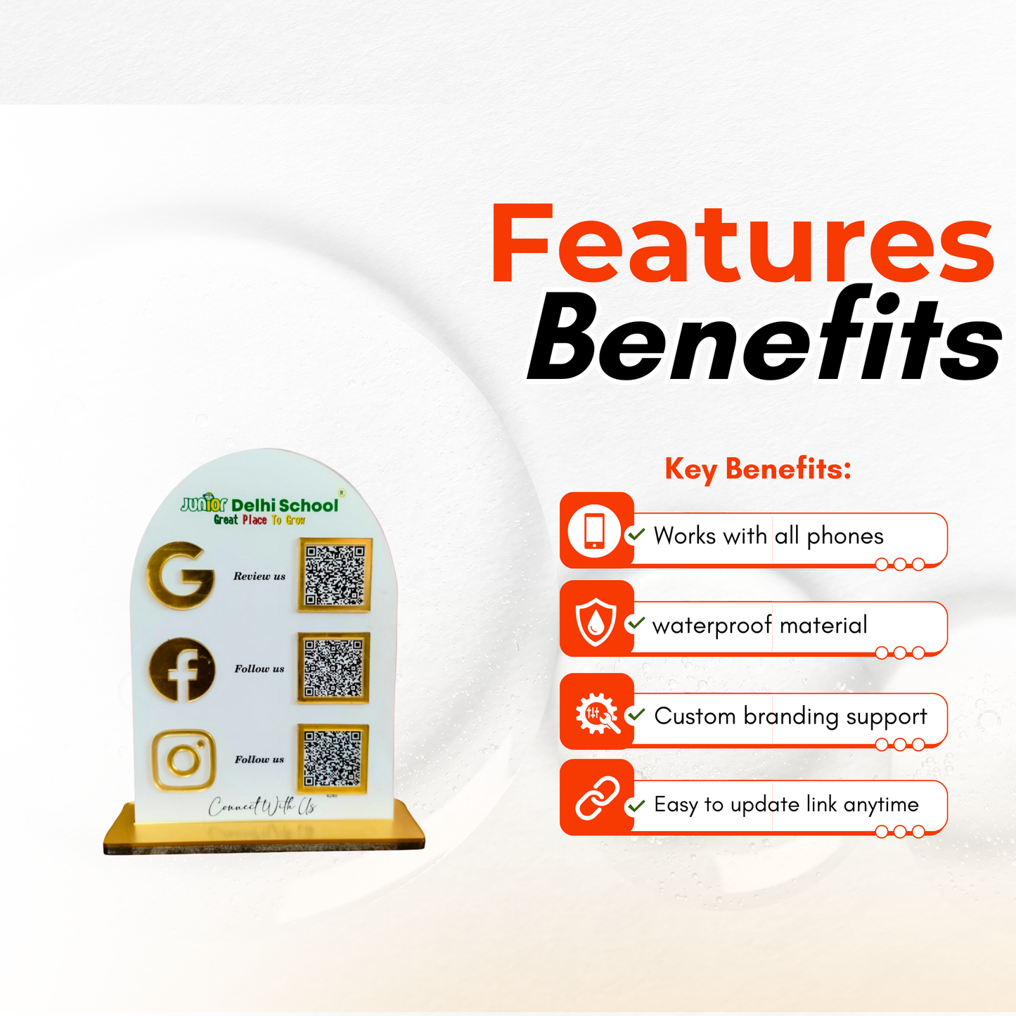 3 QR NFC Enabled Round White Standee for Shops Cafes Clinics & Offices