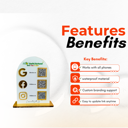 3 QR NFC Enabled Round White Standee for Shops Cafes Clinics & Offices