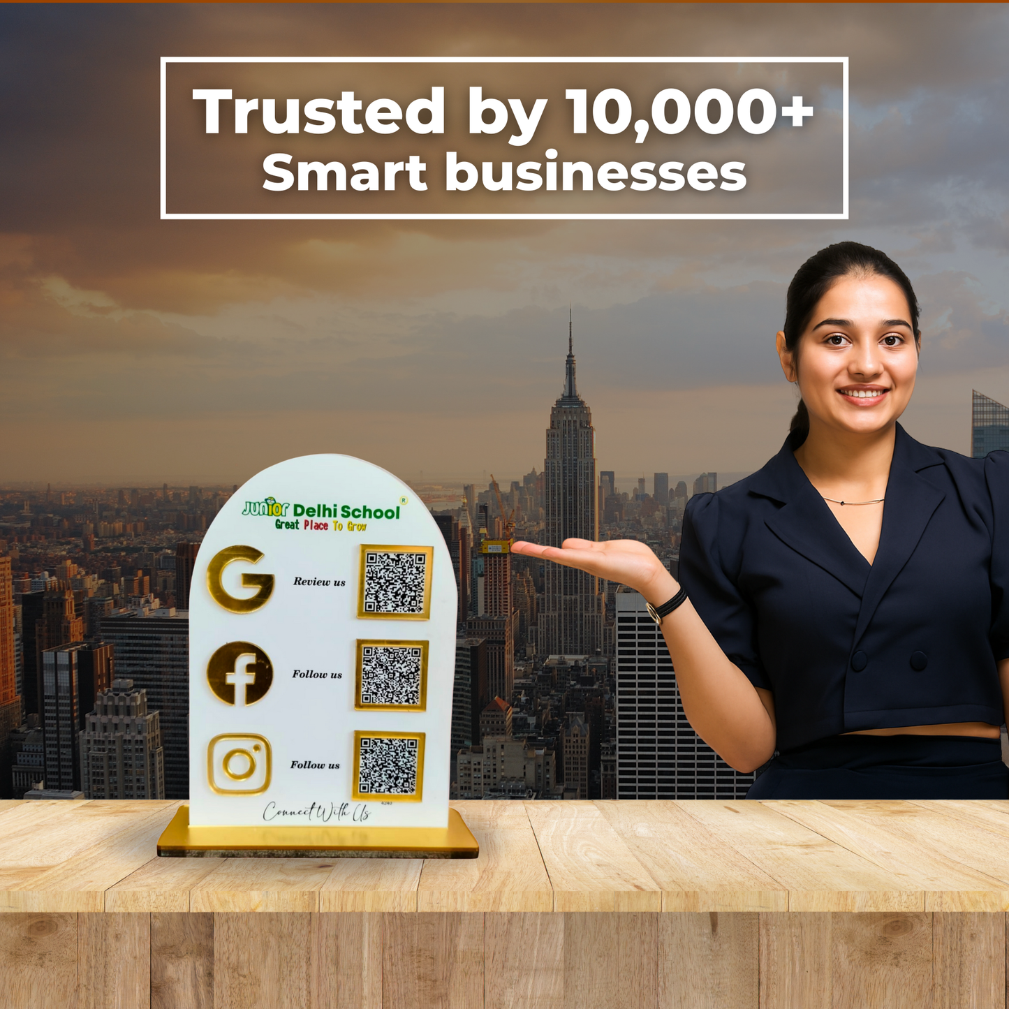 3 QR NFC Enabled Round White Standee for Shops Cafes Clinics & Offices