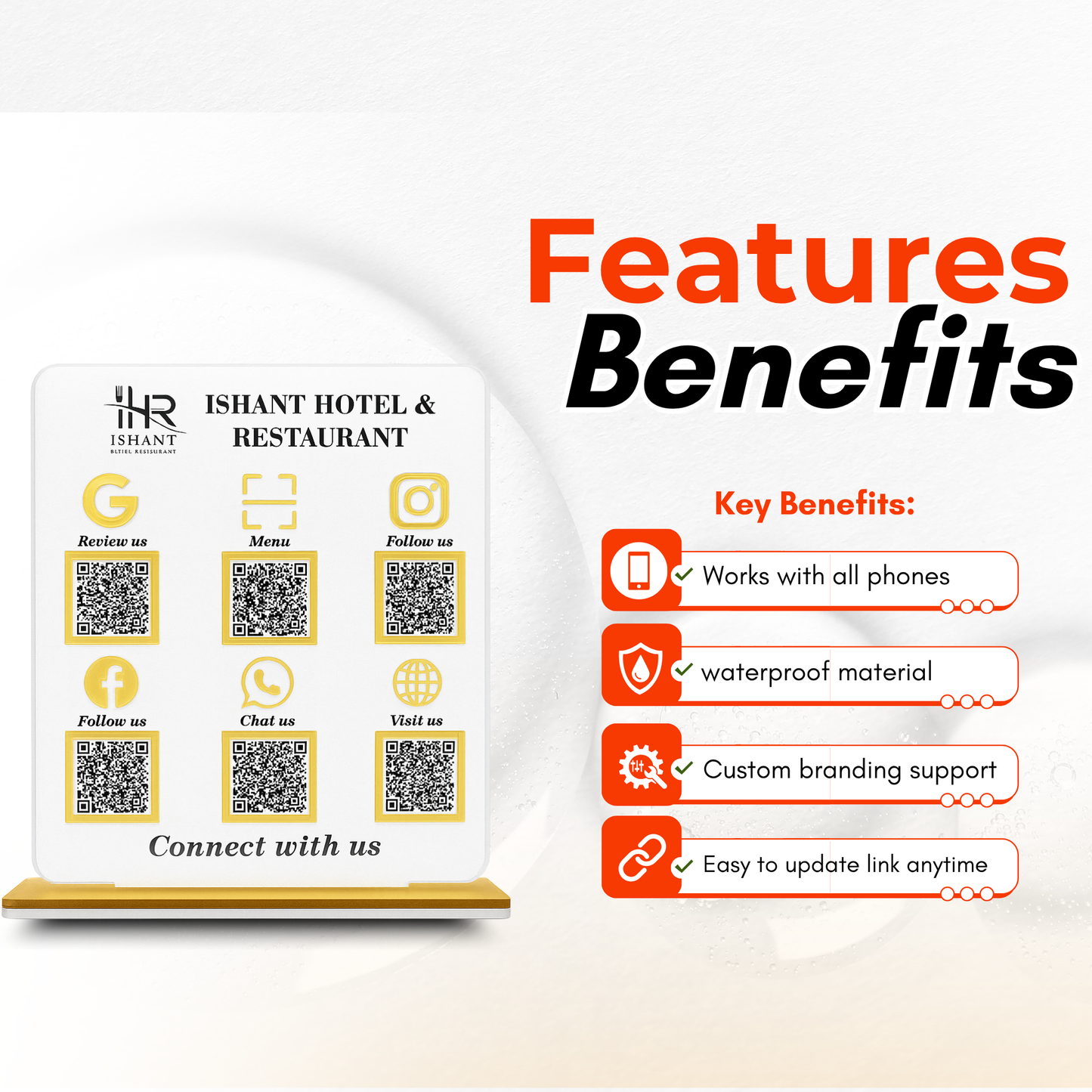 6QR NFC Enabled Premium Standee For Restaurant & Cafe