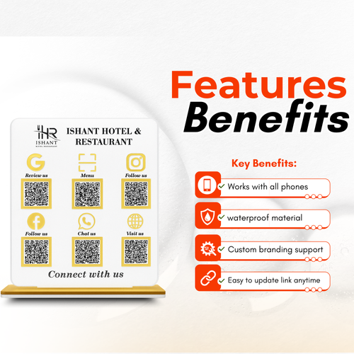 6QR NFC Enabled Premium Standee For Restaurant & Cafe