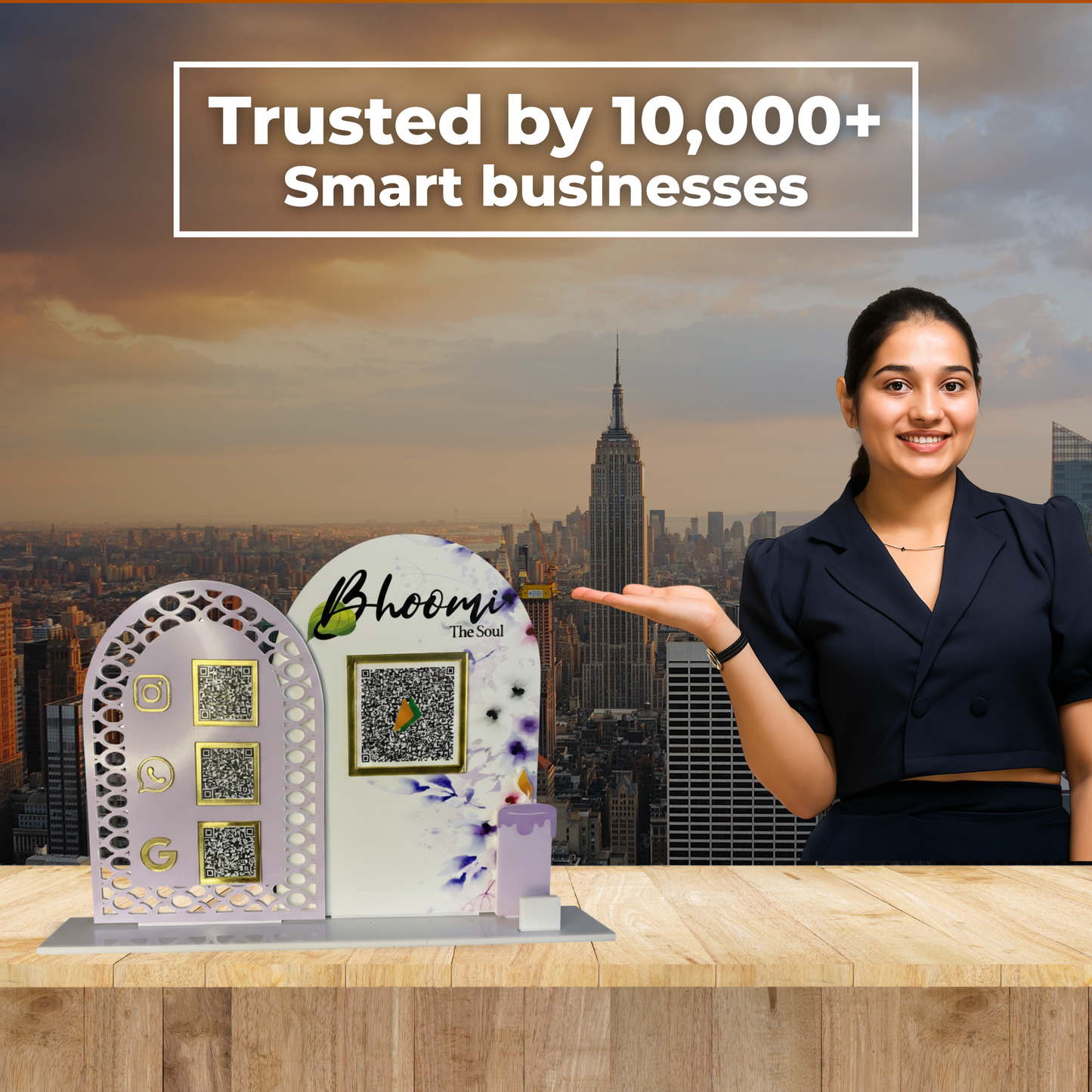 4 QR NFC Enabled Premium Standee For Jewellers