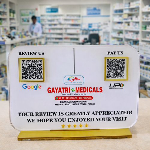 2 QR NFC Enabled Digital White Standee for Medical Store