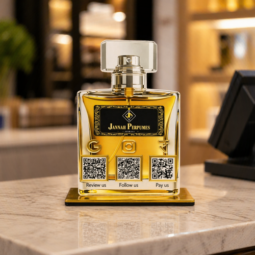 3 QR NFC Enabled Perfume Bottle Shaped QR Standee