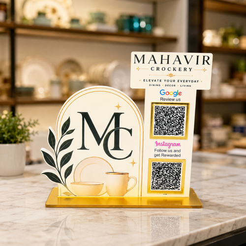 2 QR Round Shape NFC Enabled Standee For Grocerry Store