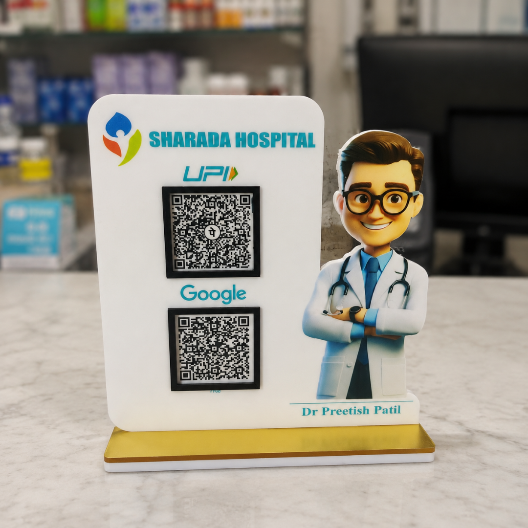 2 QR NFC Enabled Doctor Printed Standee For Doctores and medicals For Clinic and Hospital