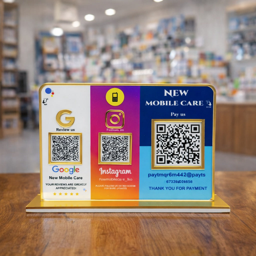 3 QR NFC Enabled Multi Colour Standee for Shops Cafes Clinics & Offices and mobiles Electronics
