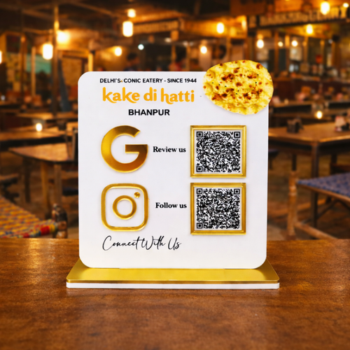 2 QR NFC Enabled Chapati Cutout White Colour Standee For Dhaba and Restaurant