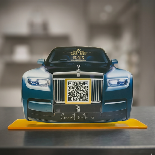 1 QR NFC Enabled Car Shape Standee for Automotive, Garage, Car Showroom