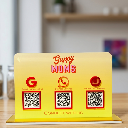 3 QR NFC Enabled Gradient Color Standee for Shops Cafes Clinics & Offices