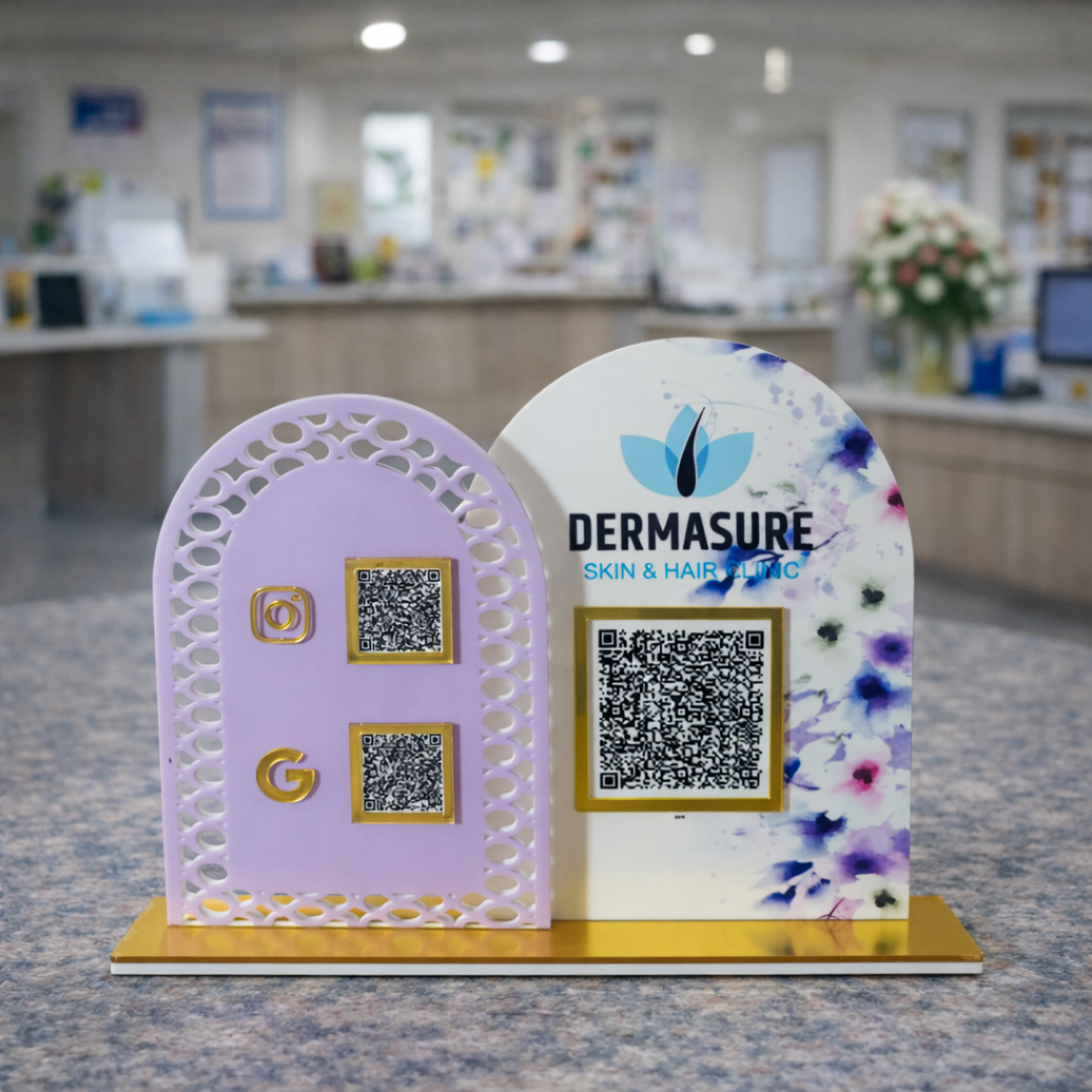 2 QR NFC Enabled Dual Size Arch Shape Standee for Shops Cafes Clinics & Offices For Salon and spa