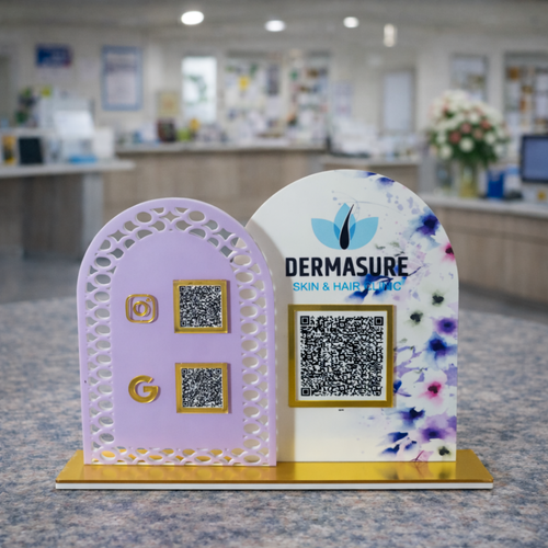 2 QR NFC Enabled Dual Size Arch Shape Standee for Shops Cafes Clinics & Offices For Salon and spa