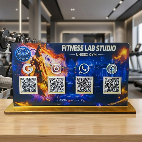 4 QR NFC Enabled Horizontal Standee For Fitness Gym