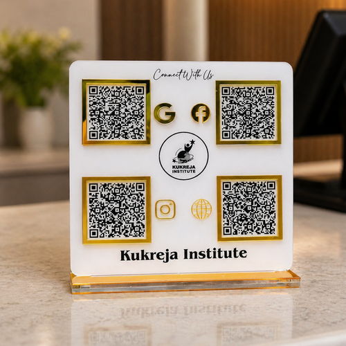 4 QR NFC Enabled Double side White Standee
