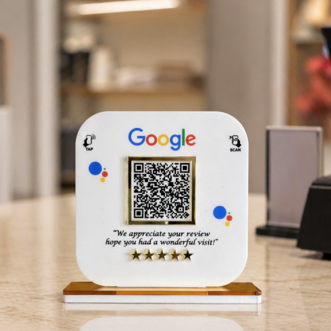 1 QR NFC Enabled Premium Google Review Standee with Dynamic QR Code