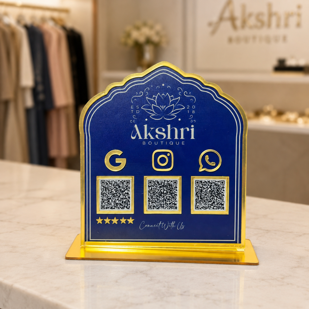3 QR NFC Enabled Blue Colour Standee