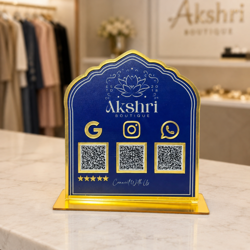3 QR NFC Enabled Blue Colour Standee