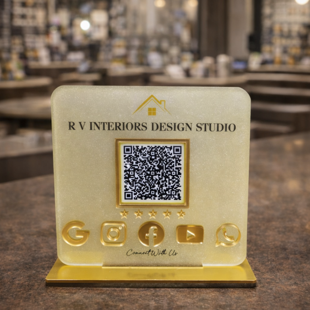 1 QR NFC Enabled Speciality Business QR Standee for Counter - Google Review | Instagram | Facebook | Design Studio