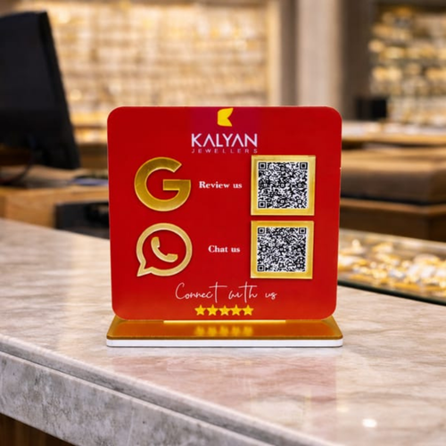 2 QR NFC Enabled Red Colour Google Review Standee For Jewellers