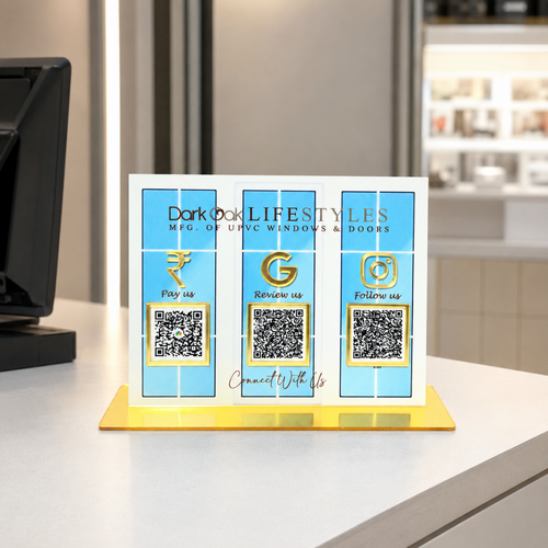 3 QR NFC Enbaled Standee Window Shape