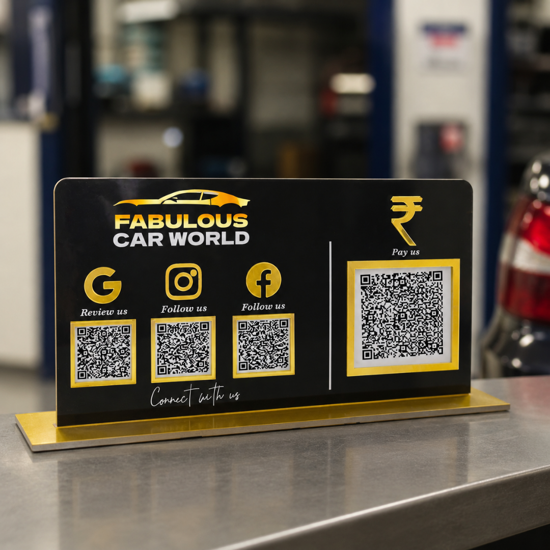 4 QR NFC Enabled Code Horizontal Standee for Garage Car Showroom