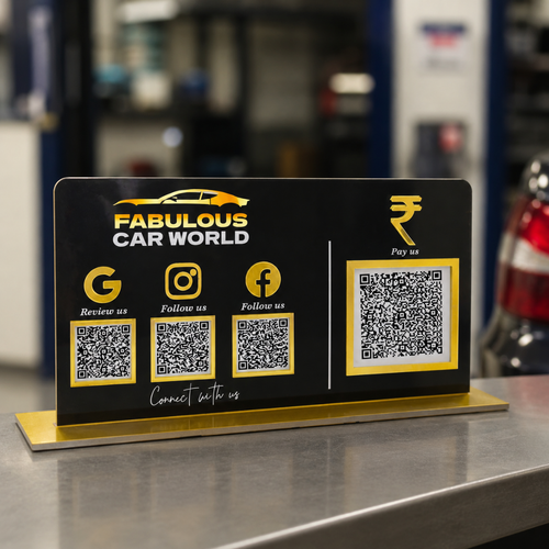 4 QR NFC Enabled Code Horizontal Standee for Garage Car Showroom