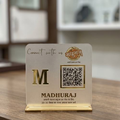 Premium Frosted Menu NFC Enabled QR Stand (Single) For Restaurant & Cafe