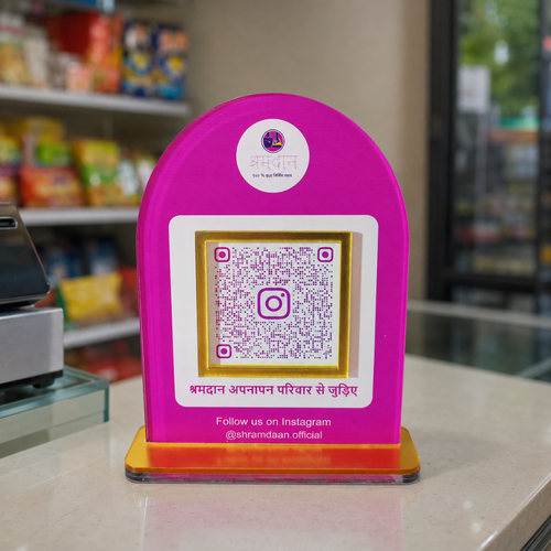 1 QR NFC Enabled Pink Colour Instagram Standee