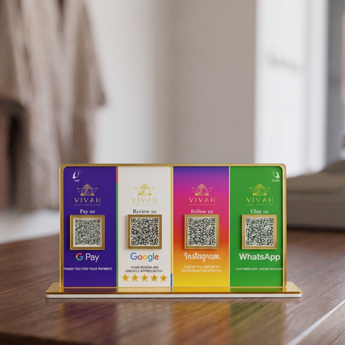 4 QR NFC Enabled Multi Colour Social Plateform Standee