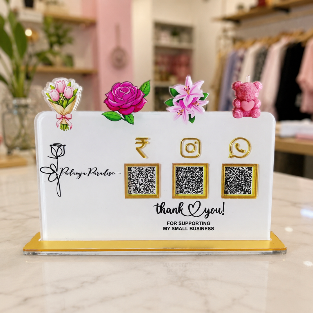 3 QR NFC Enabled Flower Cut Out Standee For Decorators