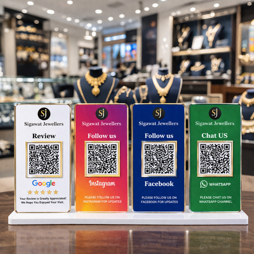 4 QR NFC Enabled Multi-Colour Standee for Jewellers