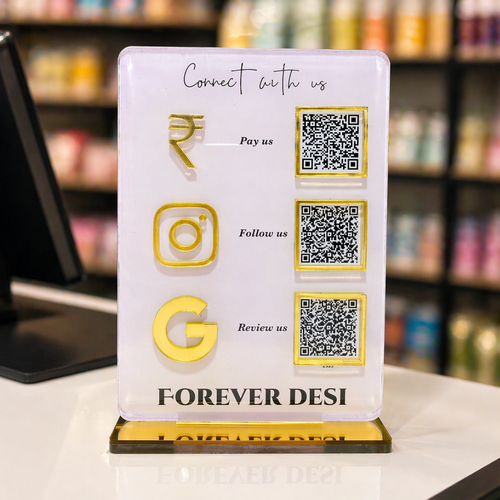 3 QR NFC Enabled White Digital Standee for Shops Cafes Clinics & Offices and Salon and spa