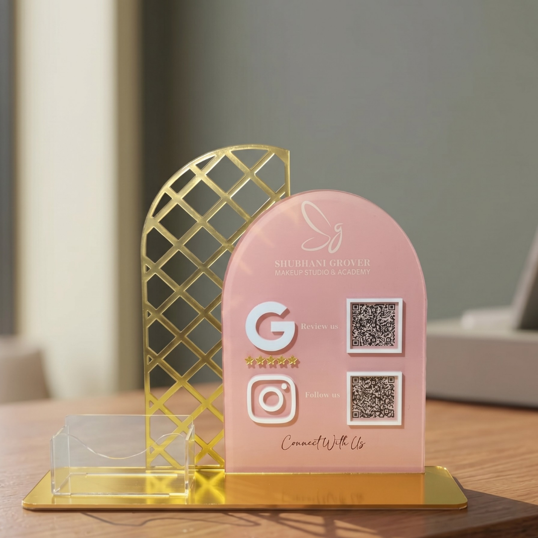 2 QR NFC Enabled Round Curve Round Standee for Restaurant For Restaurant & Cafe
