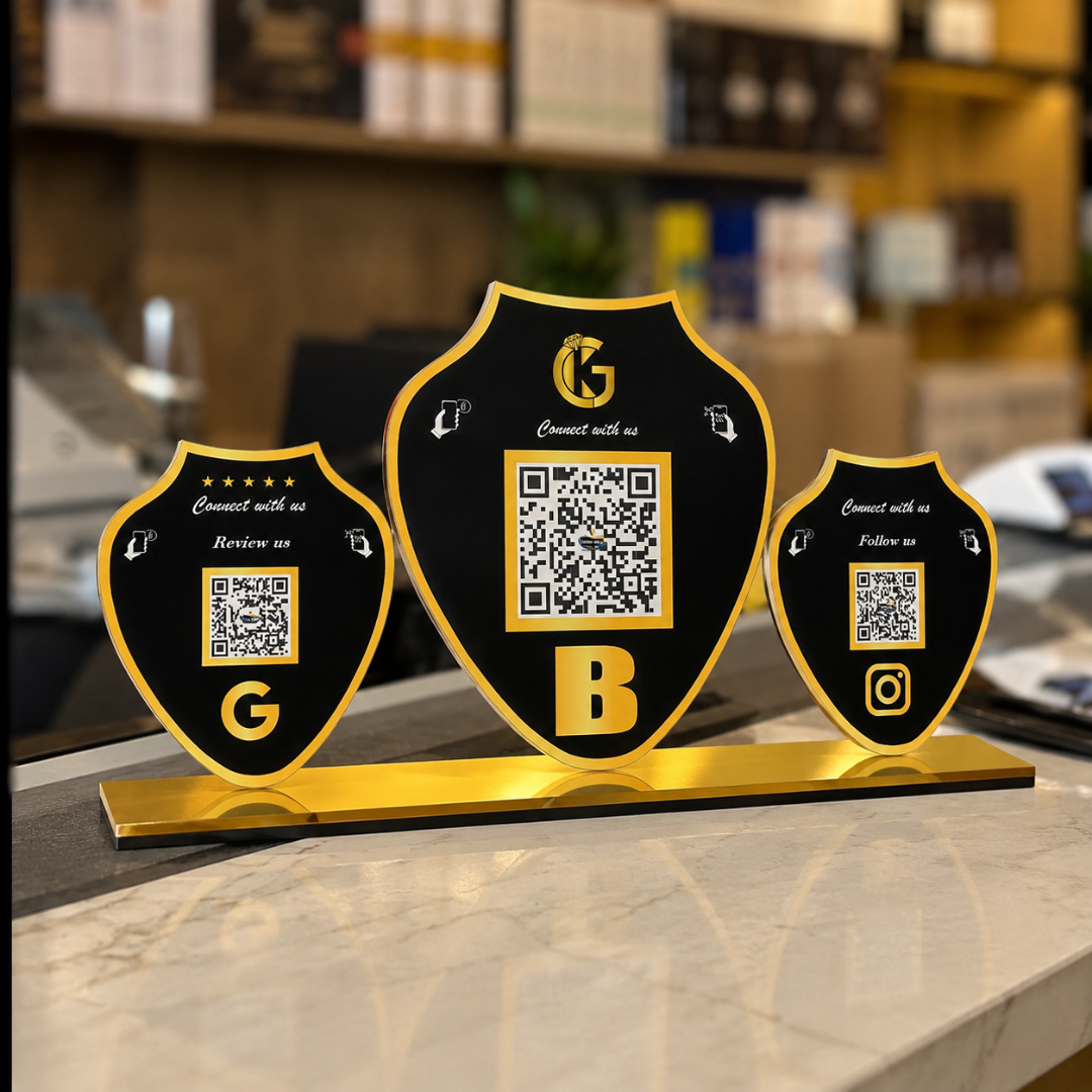 3 QR NFC Enabled Necklace Shaped Standee For Jewellers