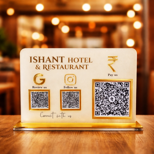 3 QR NFC Enabled Review and Payment Standee For Restaurant & Cafe