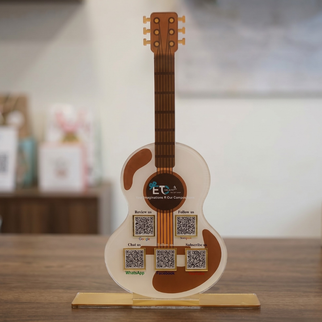 5 QR NFC Enabled Guitar Shape Standee