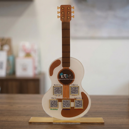 5 QR NFC Enabled Guitar Shape Standee